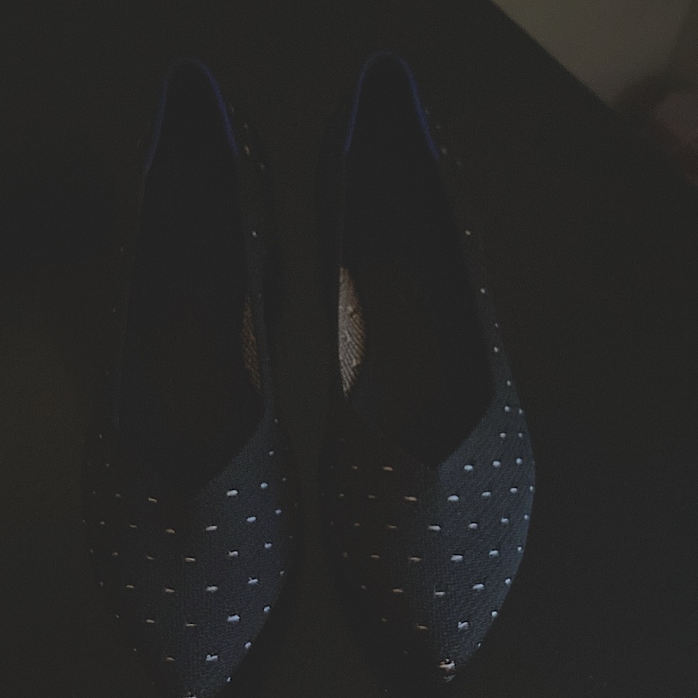 Rothy's Black Flats with Polka Dot Design